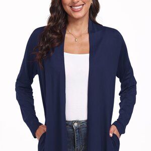 JWD Womens Casual Navy Cardigan, Long Sleeve